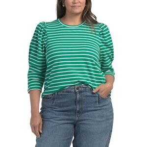 ENGLISH FACTORY White/green Plus Striped Knit Top